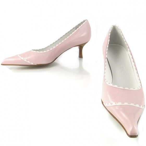 Chanel Leather Rose Pink Heels Size 37.5 1 of 7