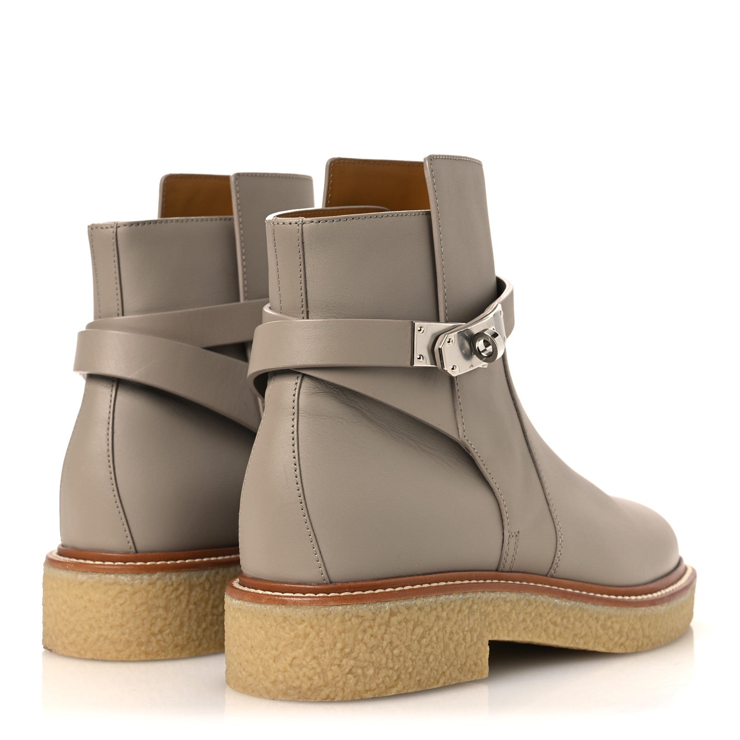 Hermes Calfskin History Ankle Boots 39 Beige Mastic 5 of 12