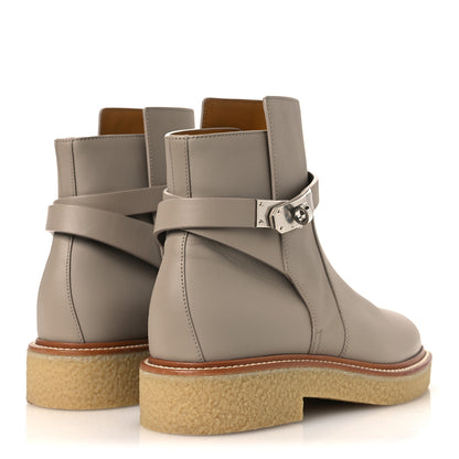 Hermes Calfskin History Ankle Boots 39 Beige Mastic 5 of 12