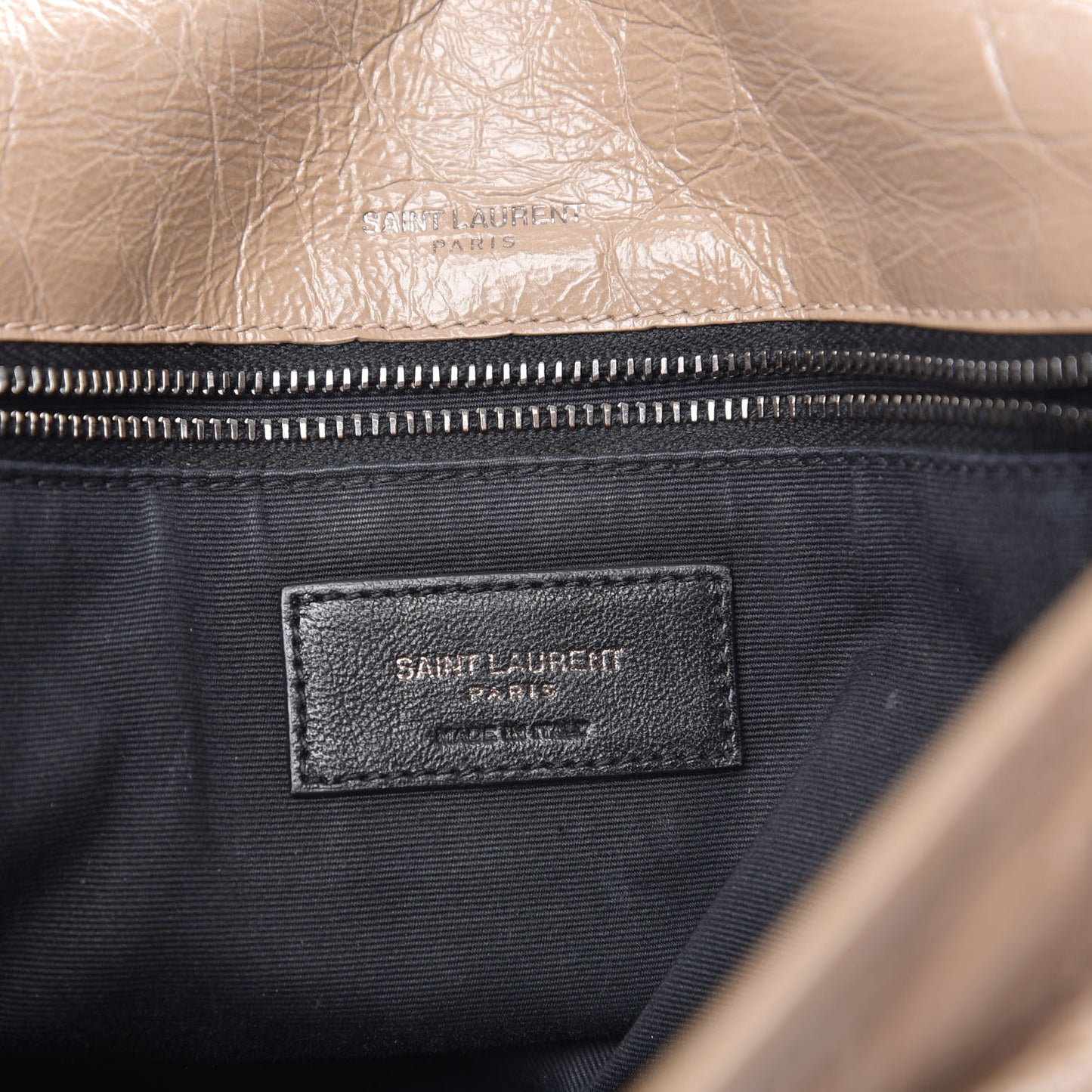 Crinkled Calfskin Matelasse Monogram Medium Niki Chain Satchel Light Taupe