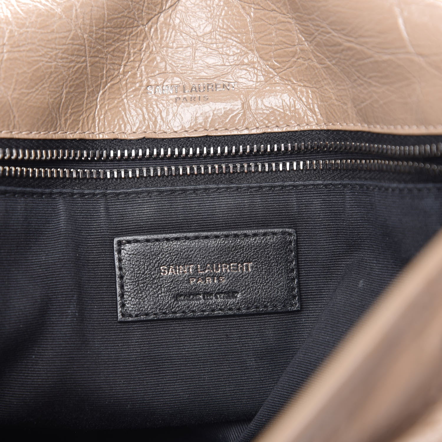 Saint Laurent Crinkled Calfskin Matelasse Monogram Medium Niki Chain Satchel Light Taupe 7 of 9