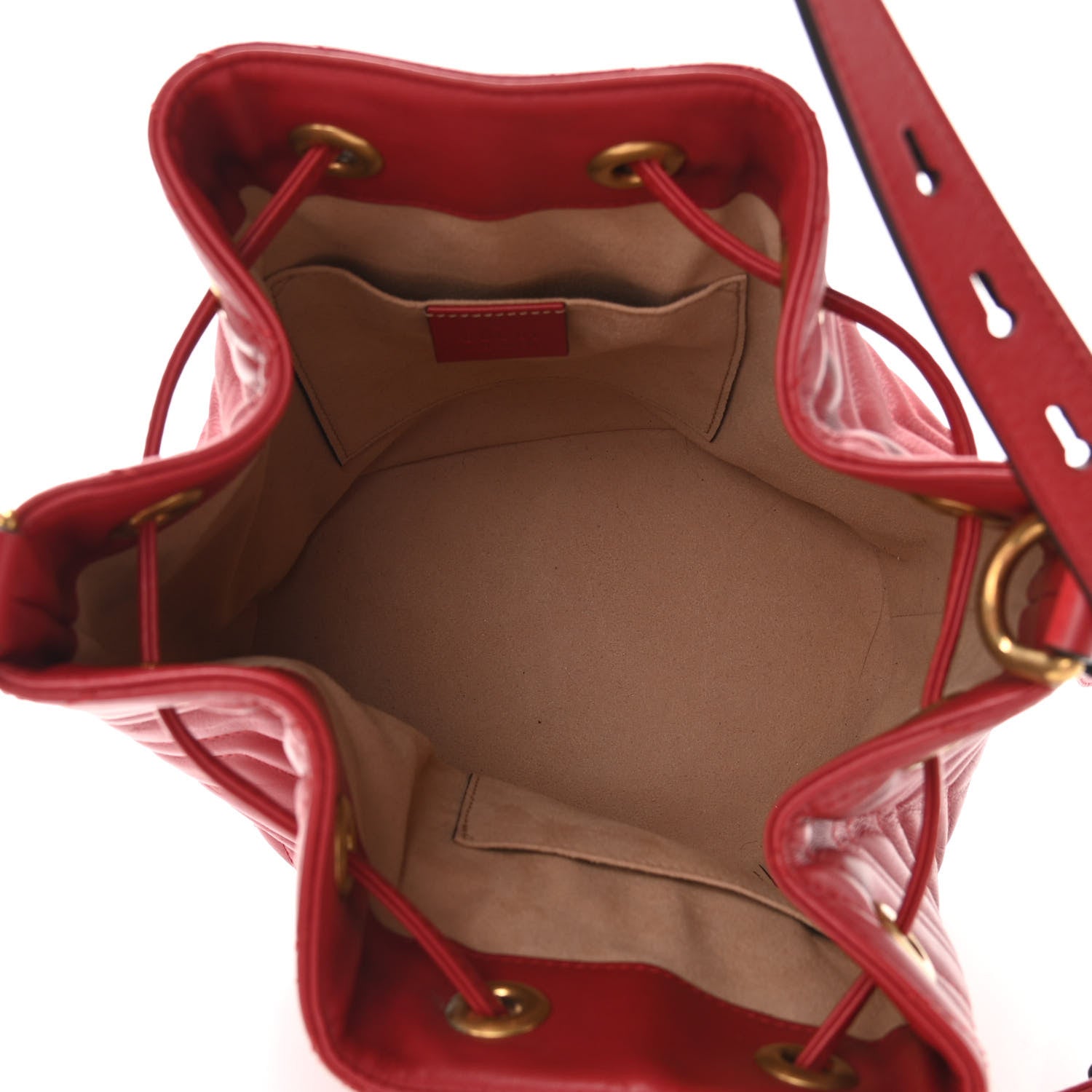 Gucci Calfskin Matelasse Sylvie Web GG Marmont Bucket Bag Hibiscus Red 5 of 10