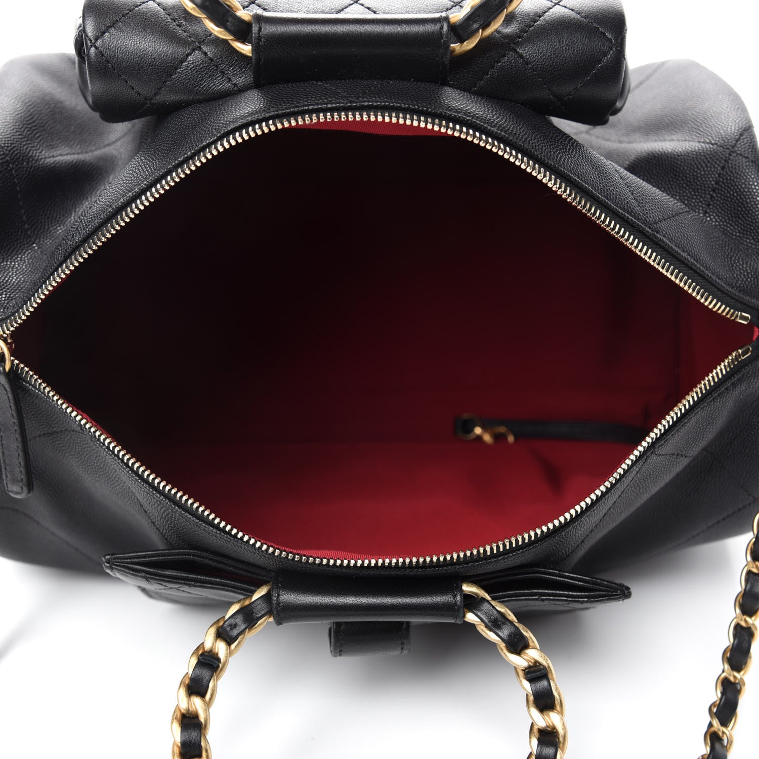 Chanel Grained Calfskin Lambskin Quilted Large Bowling Bag Black 5 of 10