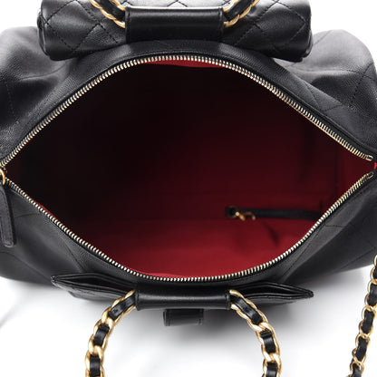 Chanel Grained Calfskin Lambskin Quilted Large Bowling Bag Black 5 of 10
