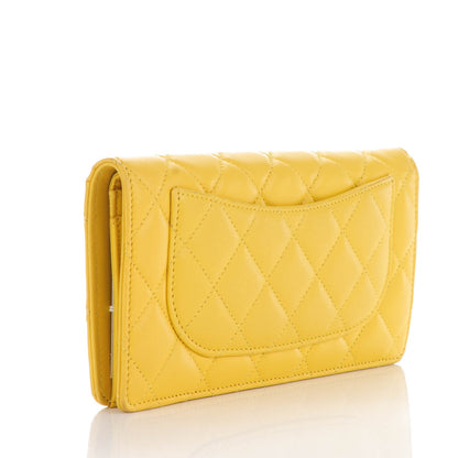 Chanel Lambskin Quilted Yen Wallet Yellow 3 of 9