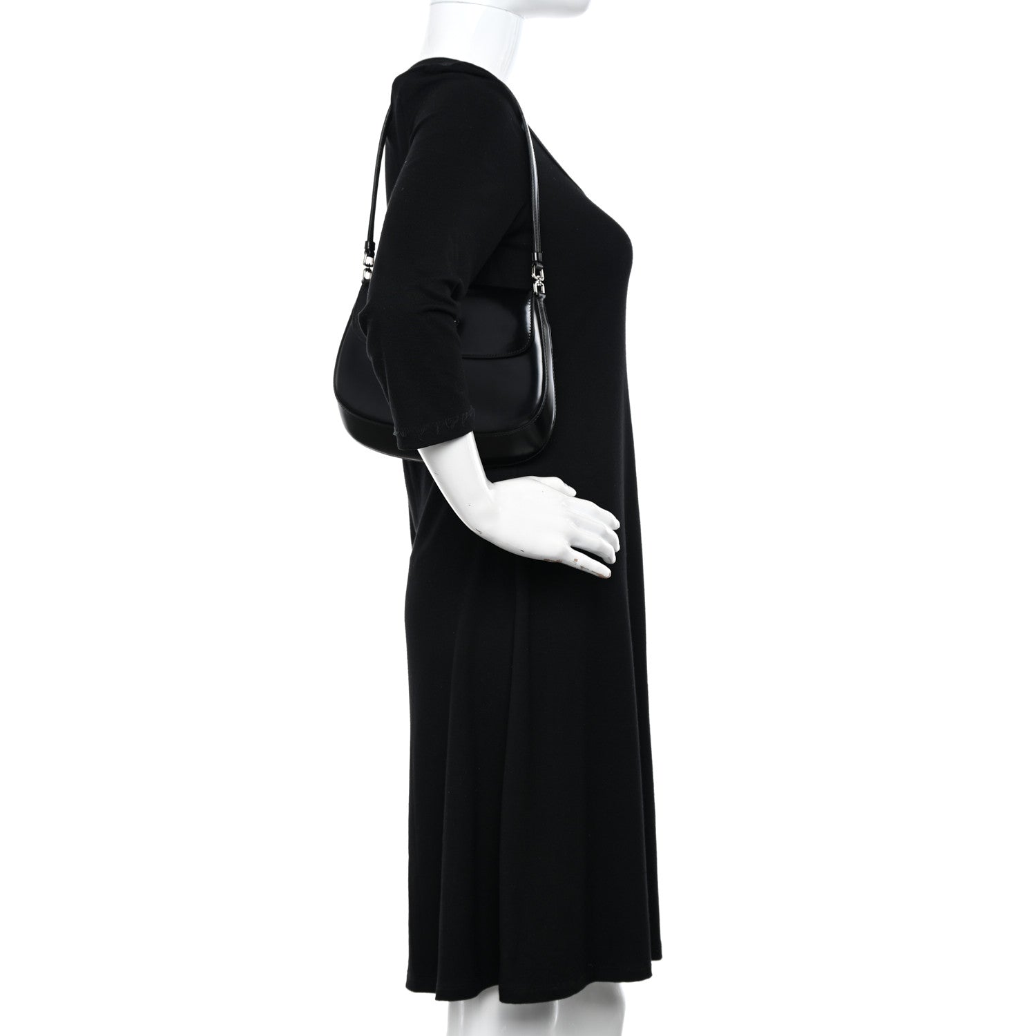 Prada Spazzolato Cleo Flap Shoulder Bag Black 2 of 11