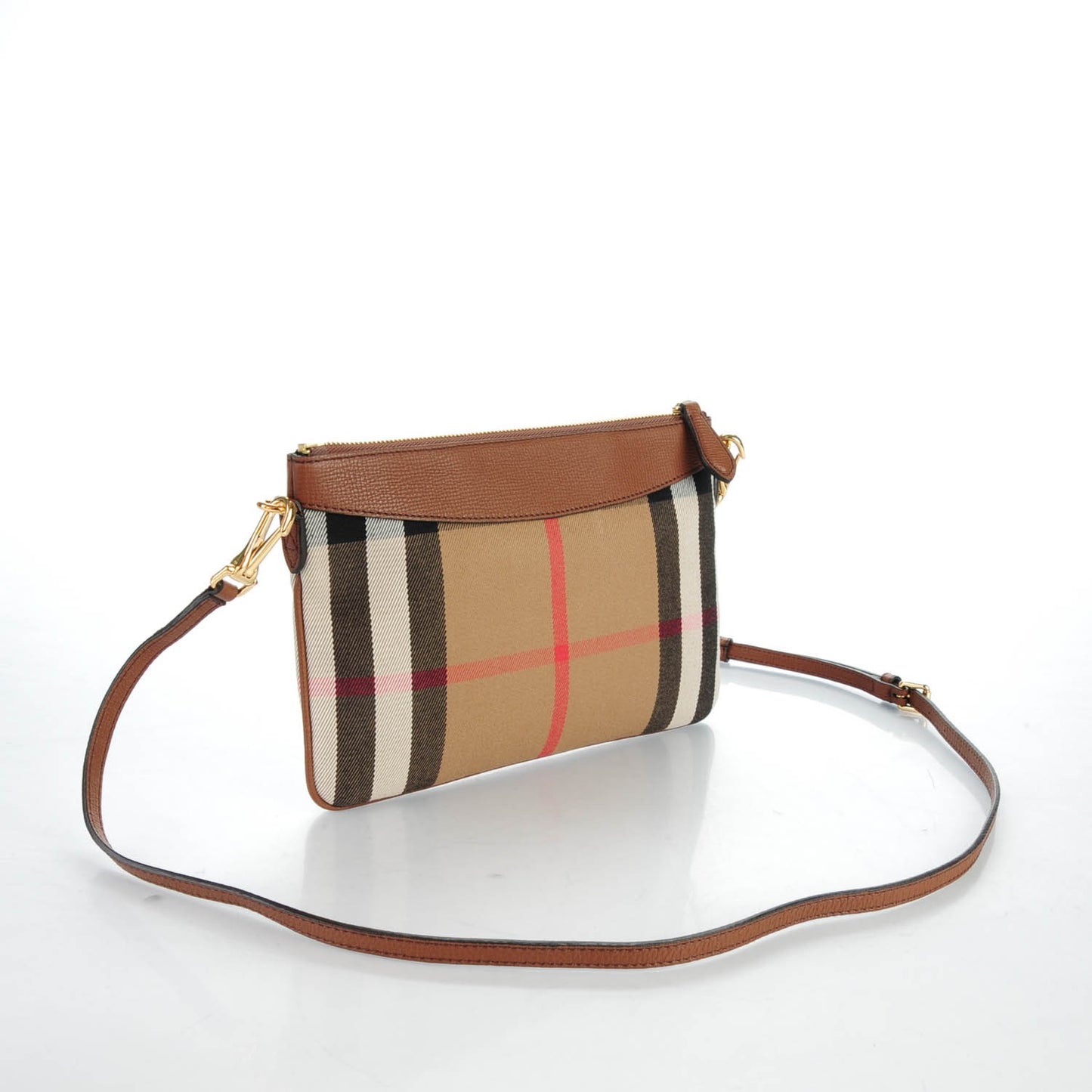 House Check Derby Peyton Crossbody Clutch Bag Tan