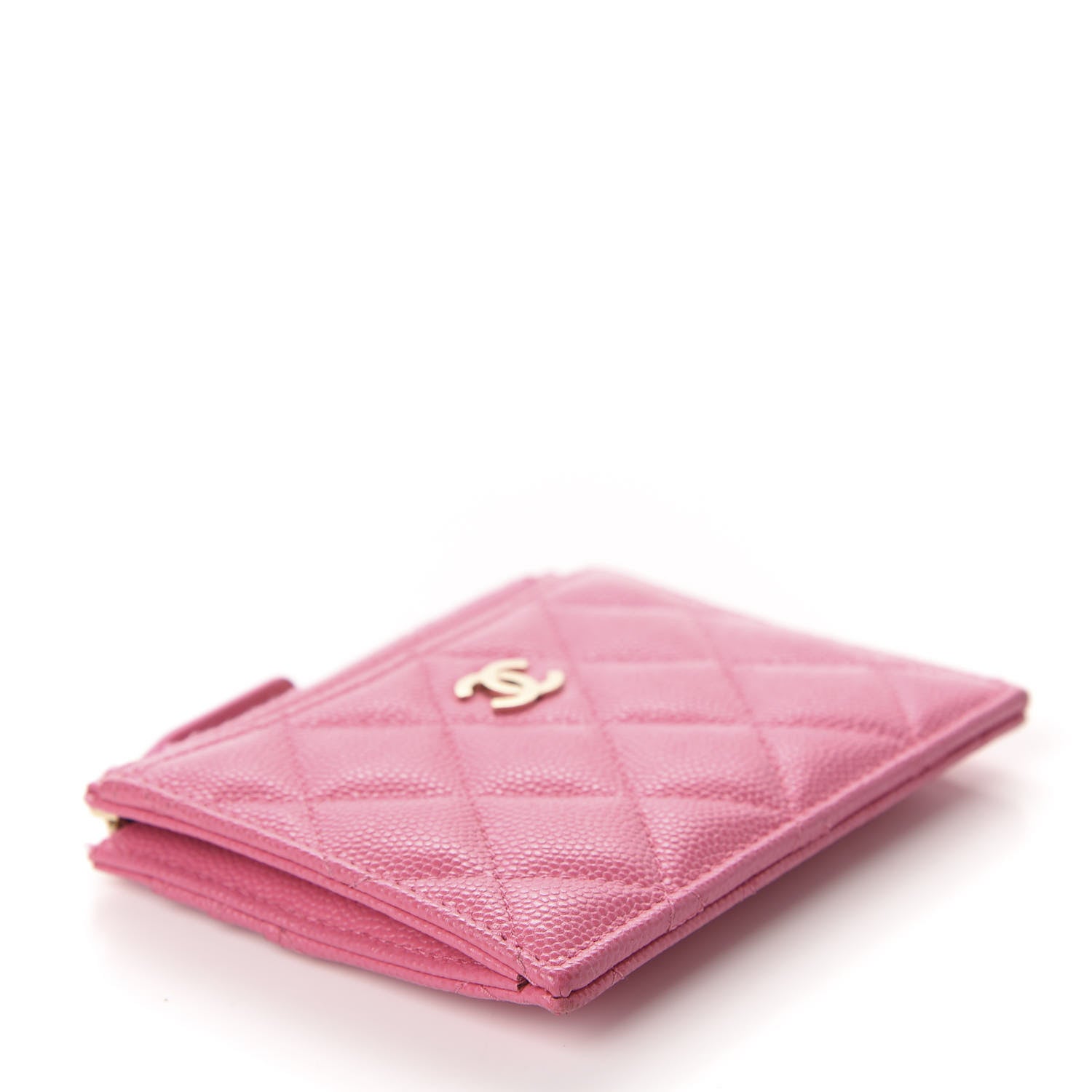 Chanel Caviar Quilted CC Zip Card Holder Pink 4 of 7