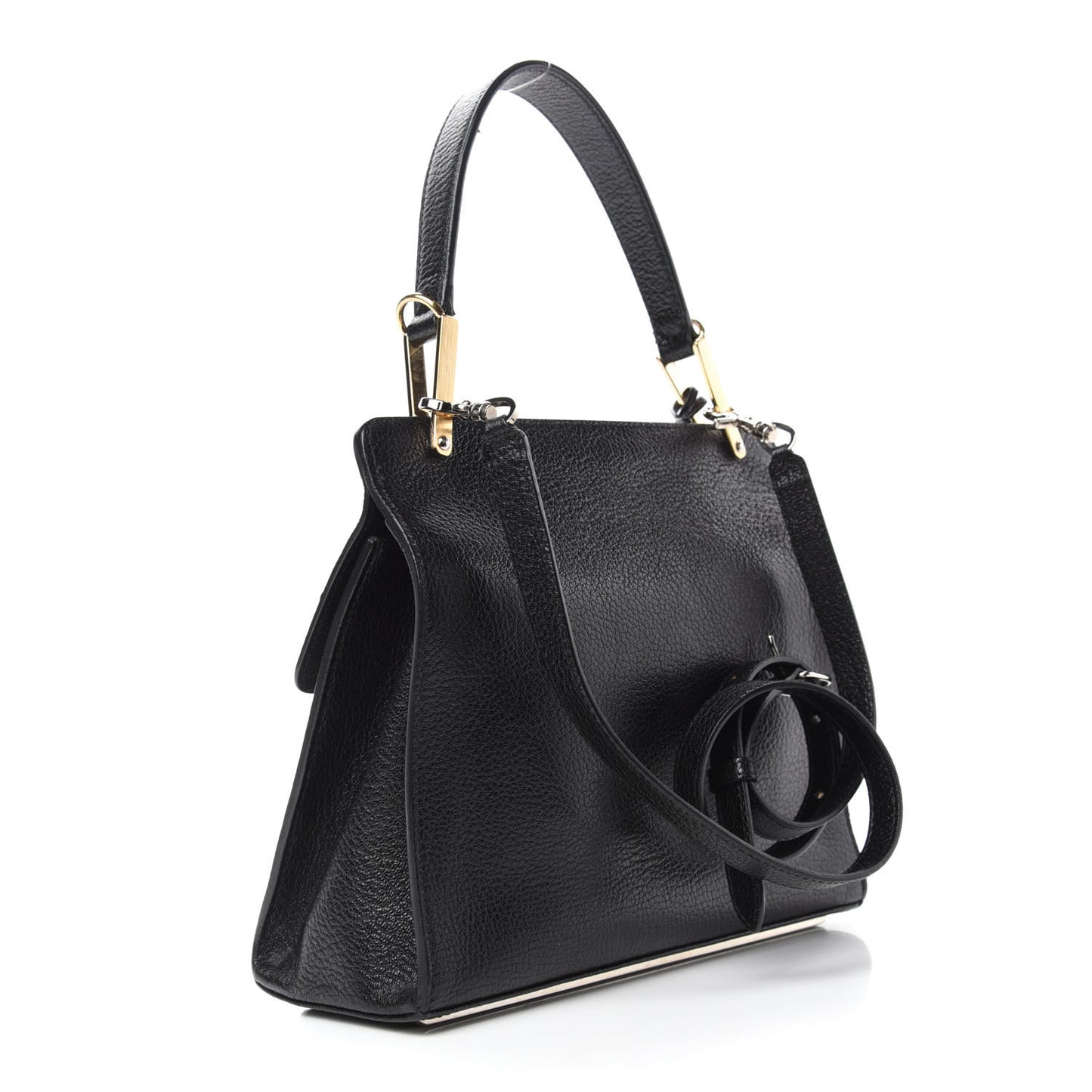 Calfskin Ostrich Trimmed Le Dix Cartable S Bag Black