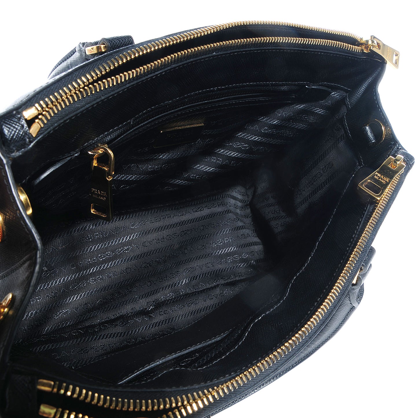 Saffiano Lux Small Double Zip Tote Nero Black