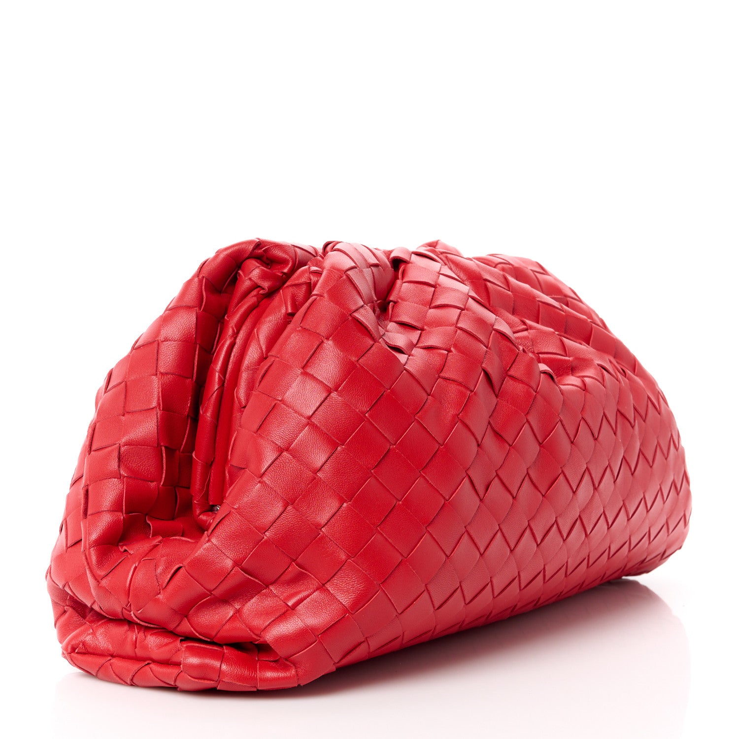 Bottega Veneta Nappa Maxi Intrecciato The Pouch Oversized Clutch Bright Red 3 of 11