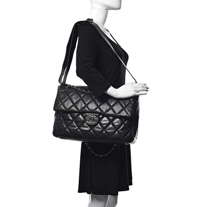 Chanel Glazed Caviar Large Nature Flap Bag Black 2 of 10
