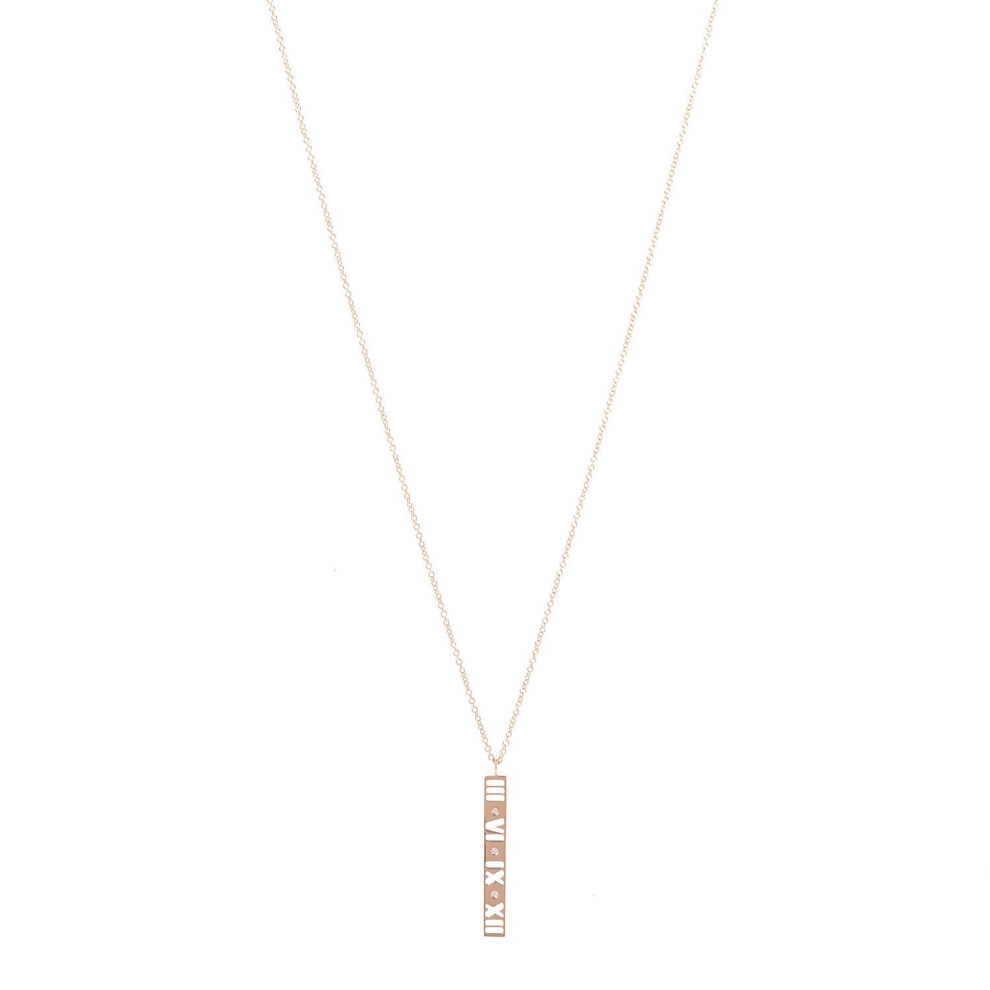 18K Rose Gold Diamond Atlas Bar Pendant Necklace
