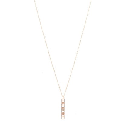 Tiffany 18K Rose Gold Diamond Atlas Bar Pendant Necklace 1 of 6