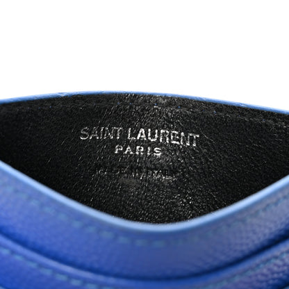 Saint Laurent Grain De Poudre Matelasse Chevron Credit Monogram Card Case Blue Majorelle 6 of 7