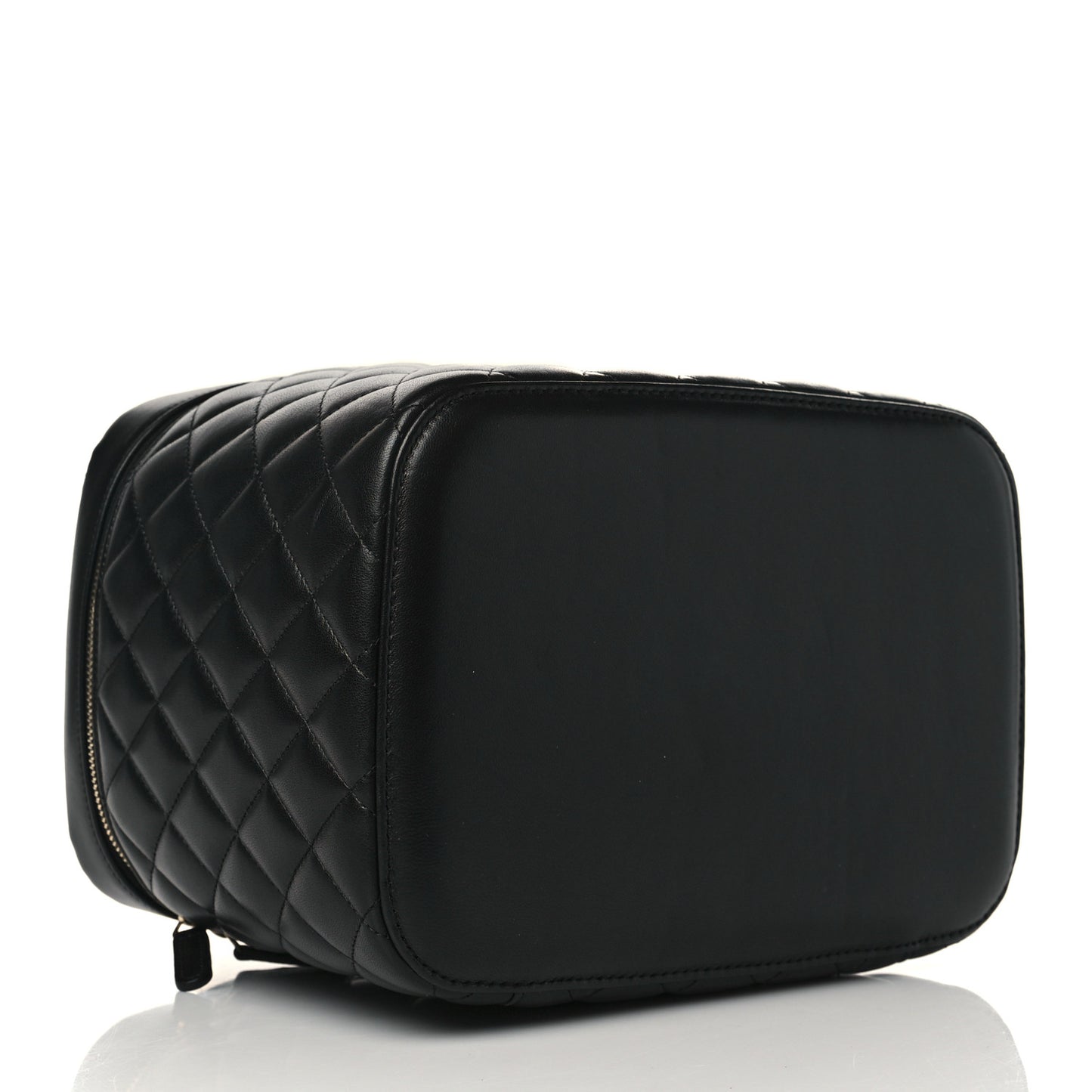 Lambskin Quilted Large Vanity Pouch Black