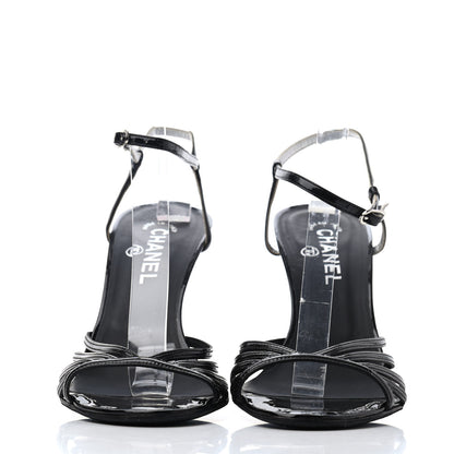 Chanel Patent CC Sandals 40 Black 2 of 4