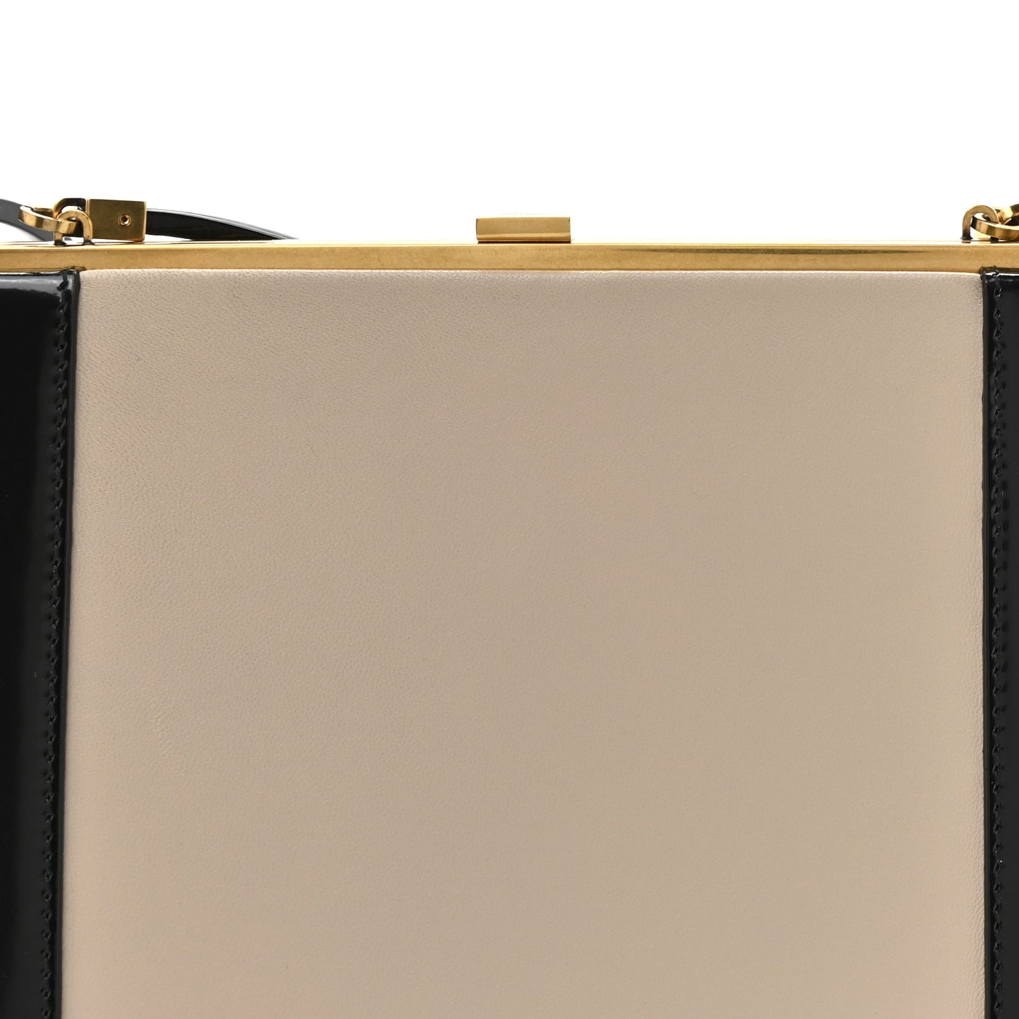 Nappa Patent Calfskin Two-Toned Gaia Shoulder Bag Sea Salt Black