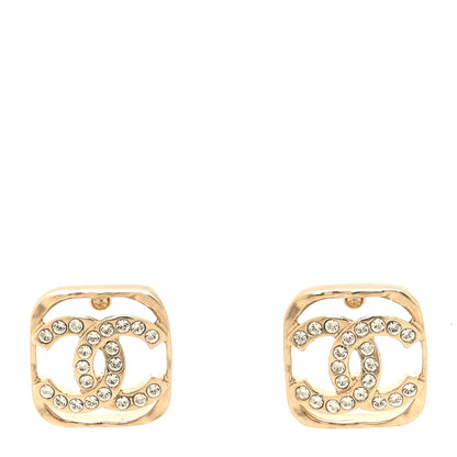 Chanel Crystal Square CC Earrings Gold 1 of 4