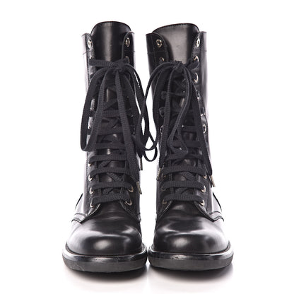 Chanel Calfskin Lace Up Combat Boots 40.5 Black 2 of 10