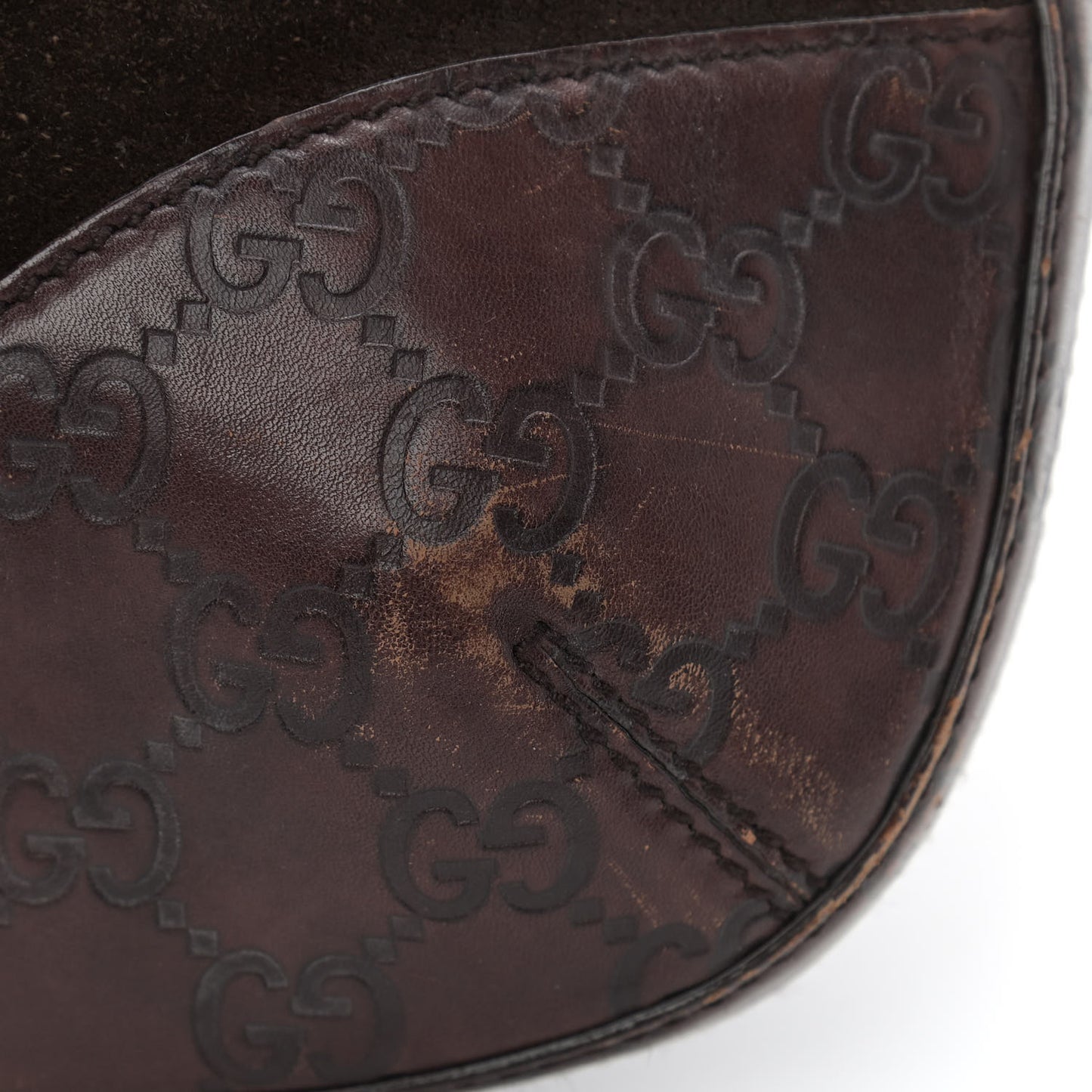 Guccissima Suede Hasler Hobo Dark Brown