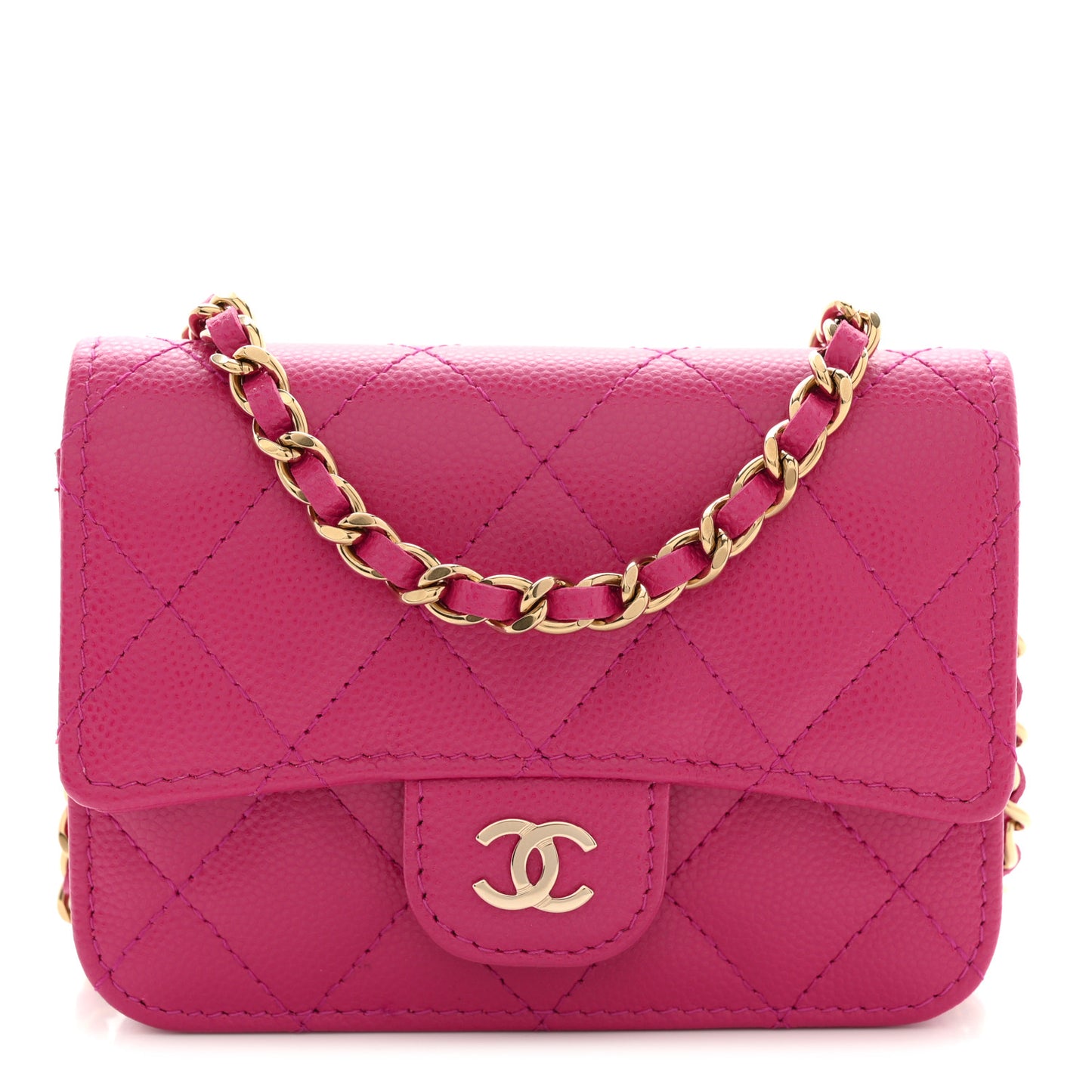 Caviar Quilted Mini Chain Bag Dark Pink