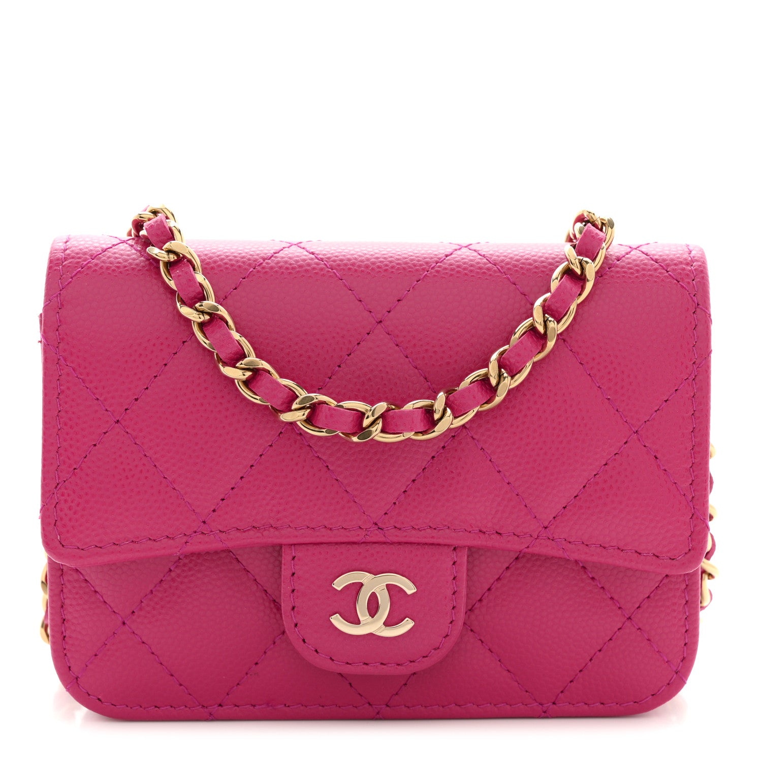 Chanel Caviar Quilted Mini Chain Bag Dark Pink 1 of 10