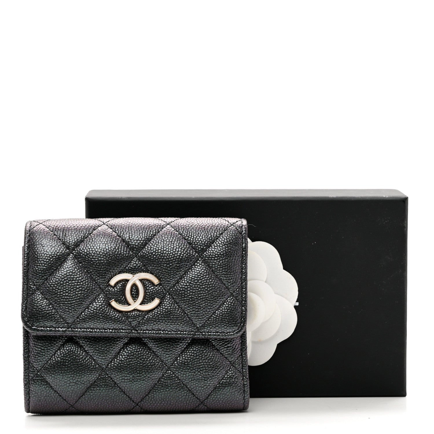Chanel Iridescent Caviar Quilted Small Flap Wallet Black 10 of 10