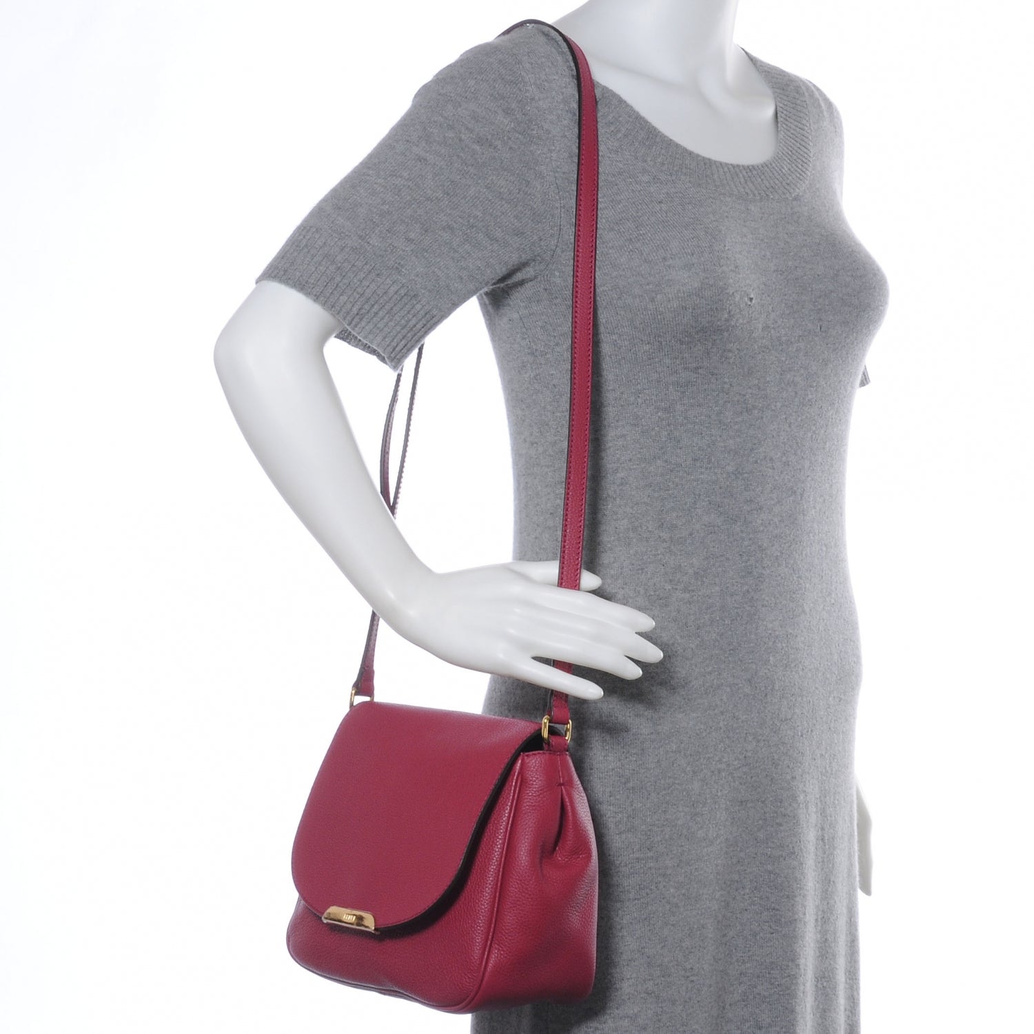 Fendi Vitello Small Messenger Bag Amarena 2 of 9