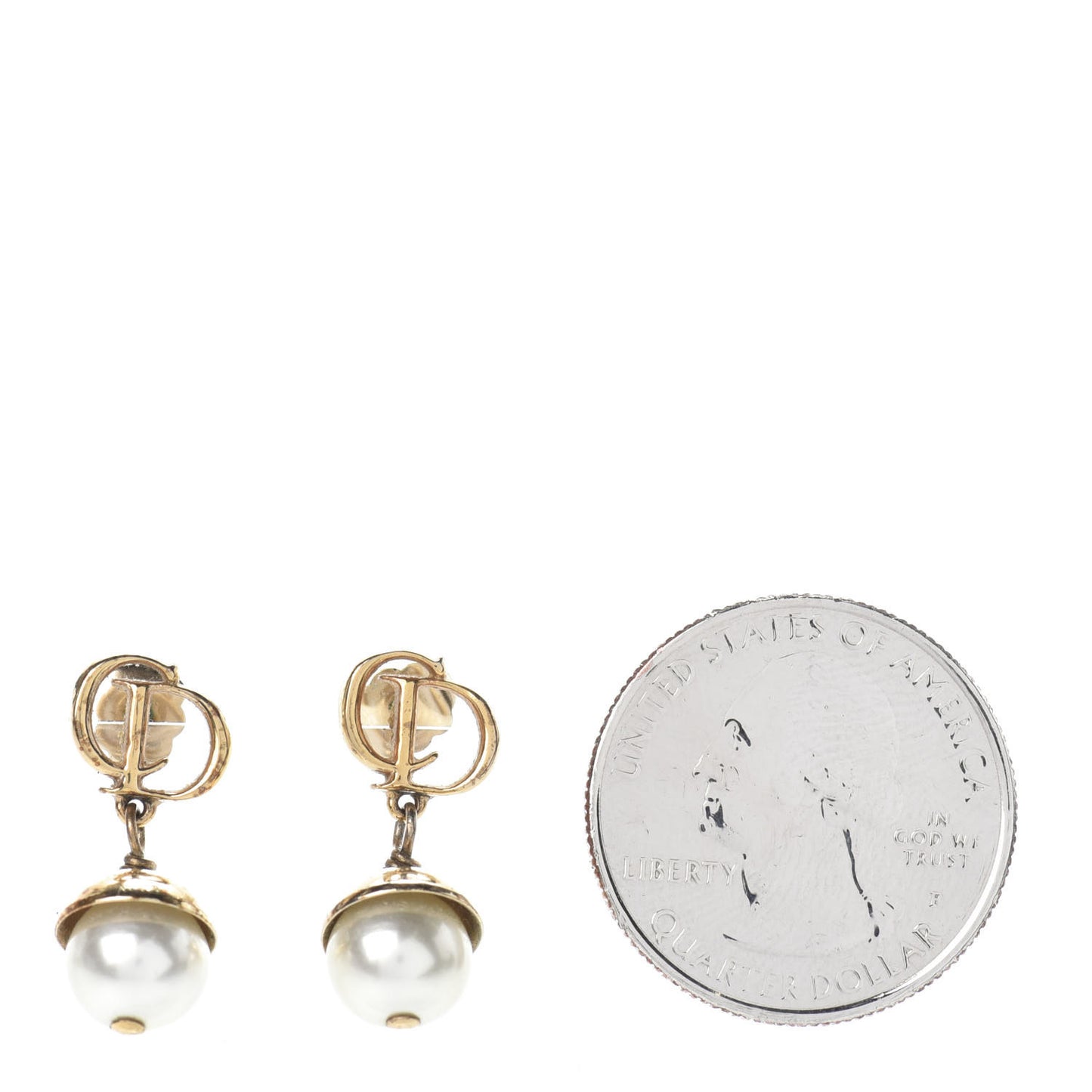 Pearl CD Drop Earrings Gold