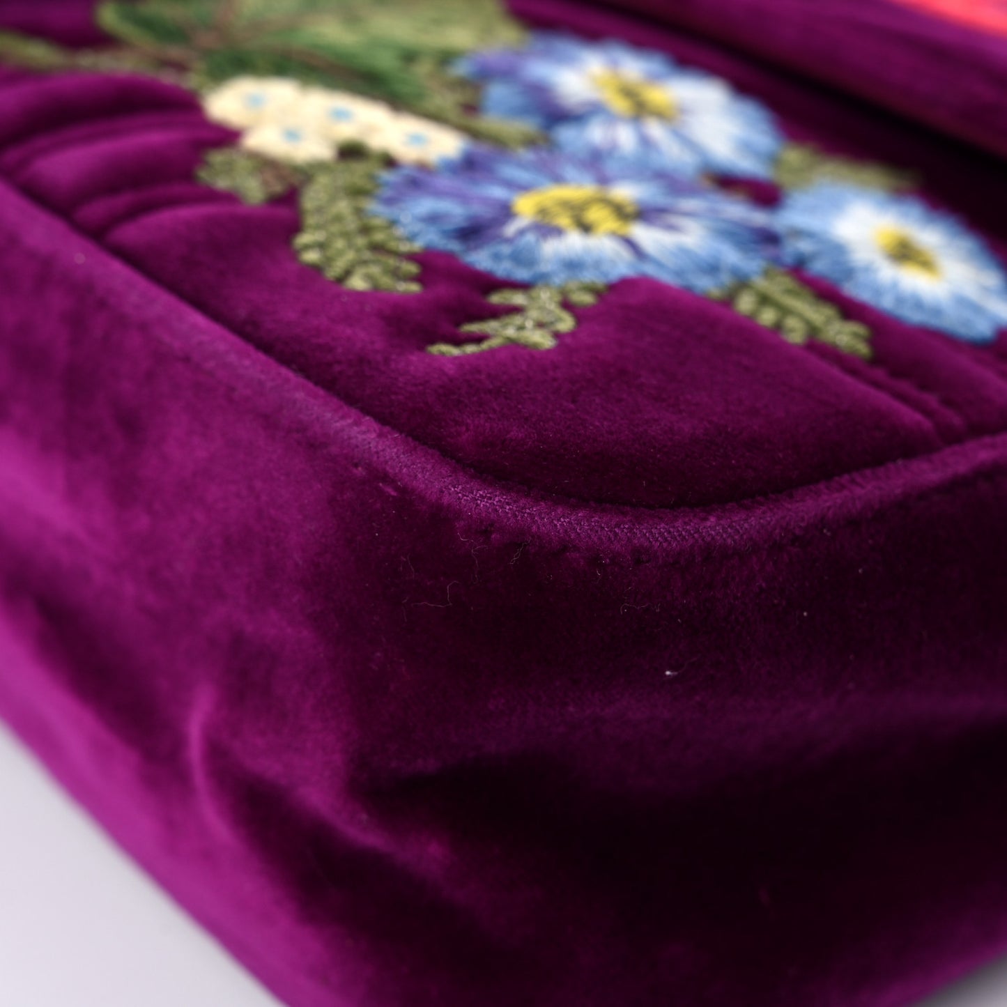 Velvet Matelasse Loved Embroidered Medium GG Marmont Shoulder Bag Fuchsia Violet Cyclamen