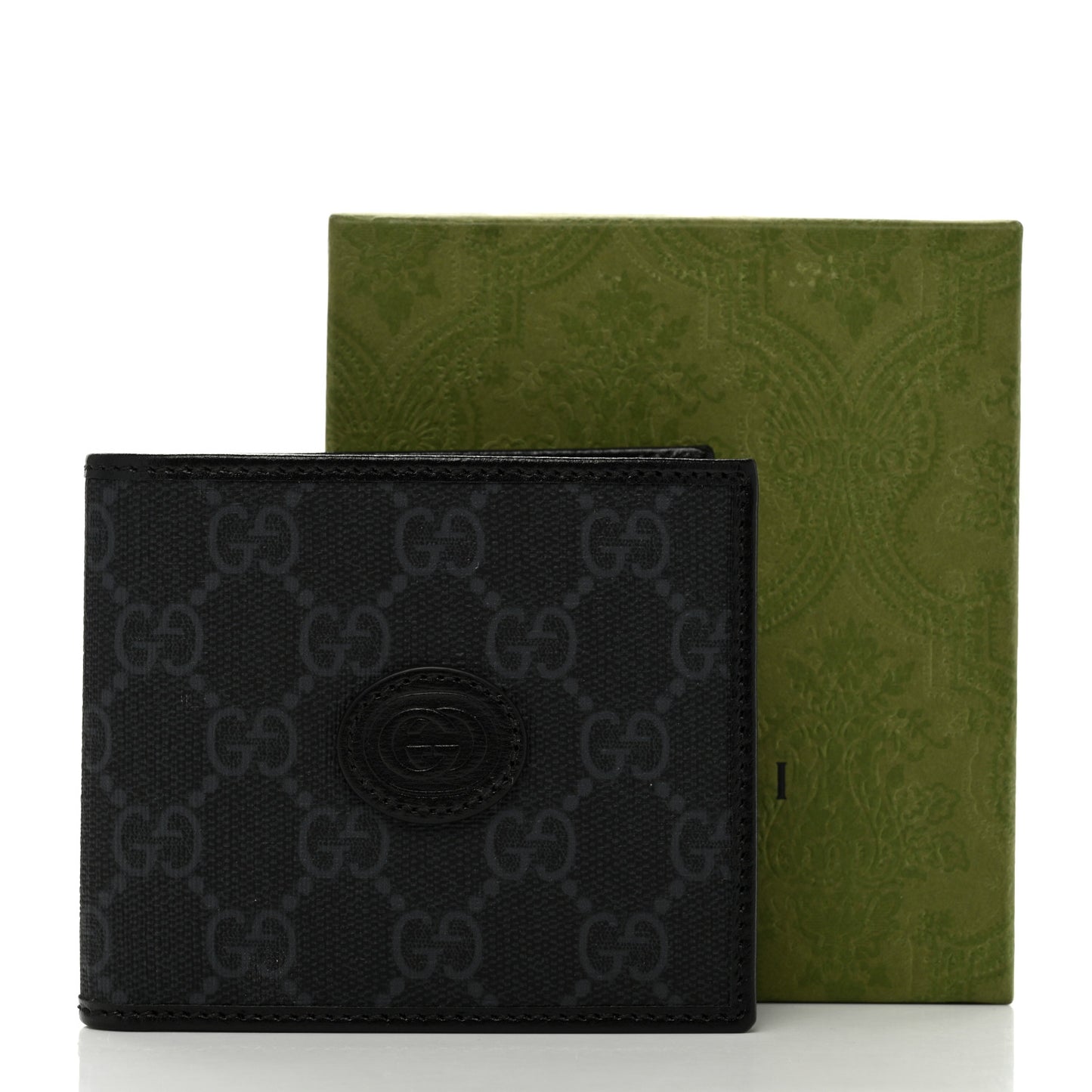 GG Supreme Monogram Azalea Calfskin Retro Interlocking G Bi-Fold Wallet Black