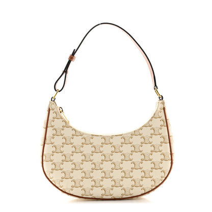 Celine Canvas Calfskin Ava Triomphe Shoulder Bag White 1 of 11