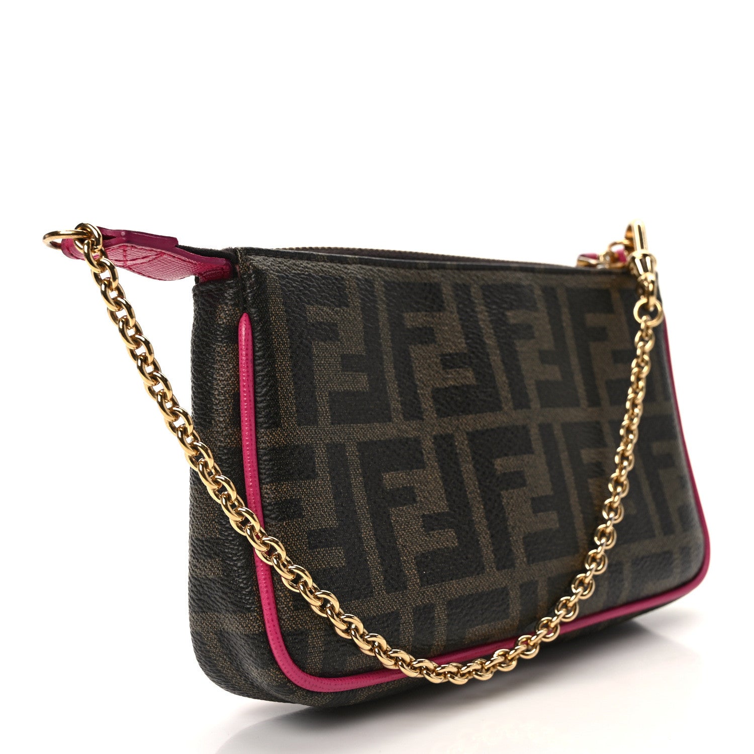 Fendi Zucca Spalmati Vitello Elite Pochette Tobacco Ciclamino 3 of 14