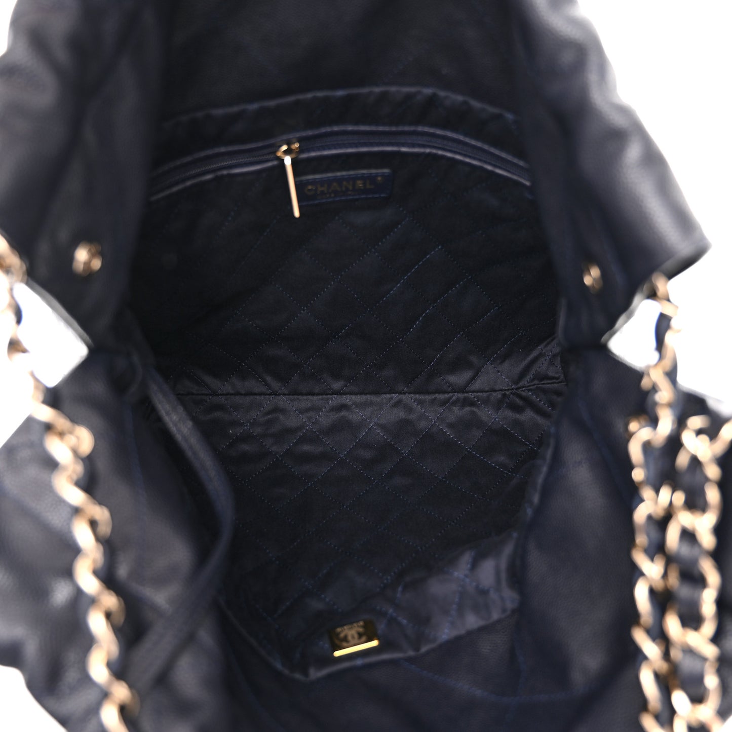 Shiny Caviar Quilted Small Chanel 22 Dark Blue