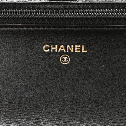 Chanel Lambskin Quilted CC Pearl Crush Wallet on Chain WOC Black 6 of 11