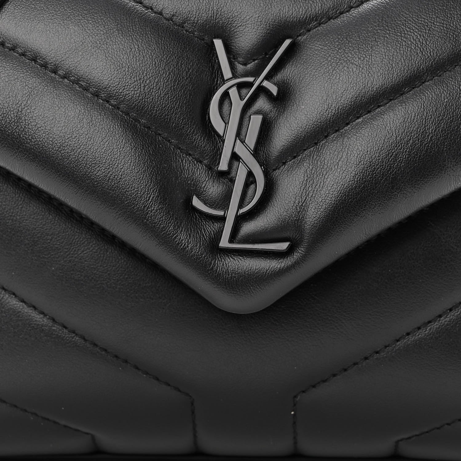 Saint Laurent Calfskin Y Quilted Monogram Monochrome Toy Loulou Crossbody Bag Black 8 of 11