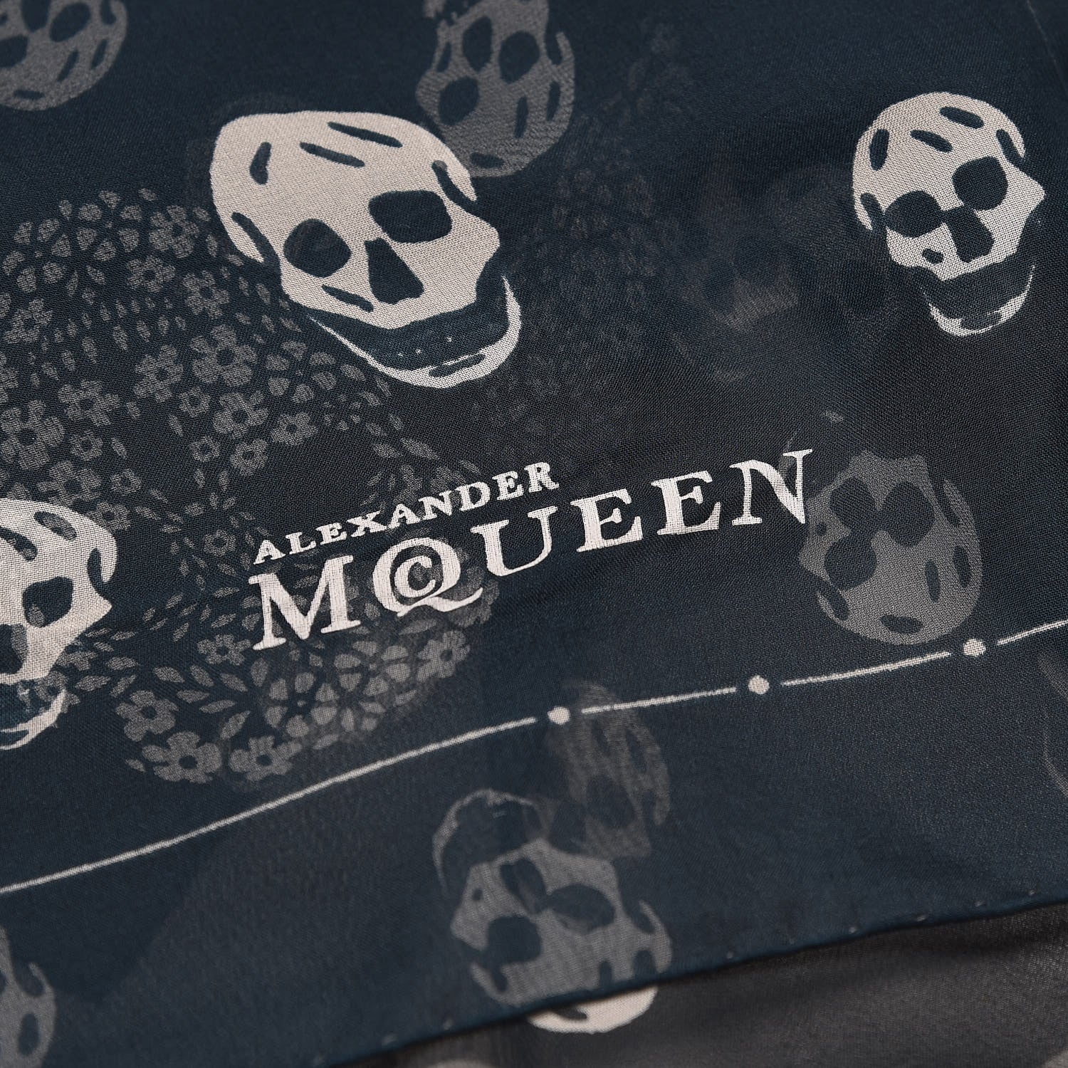 Alexander McQueen Silk Chiffon Skull Scarf Navy 4 of 5