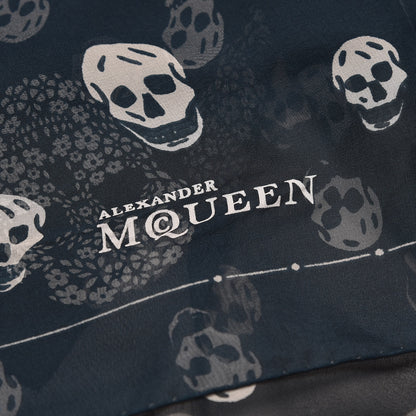 Alexander McQueen Silk Chiffon Skull Scarf Navy 4 of 5