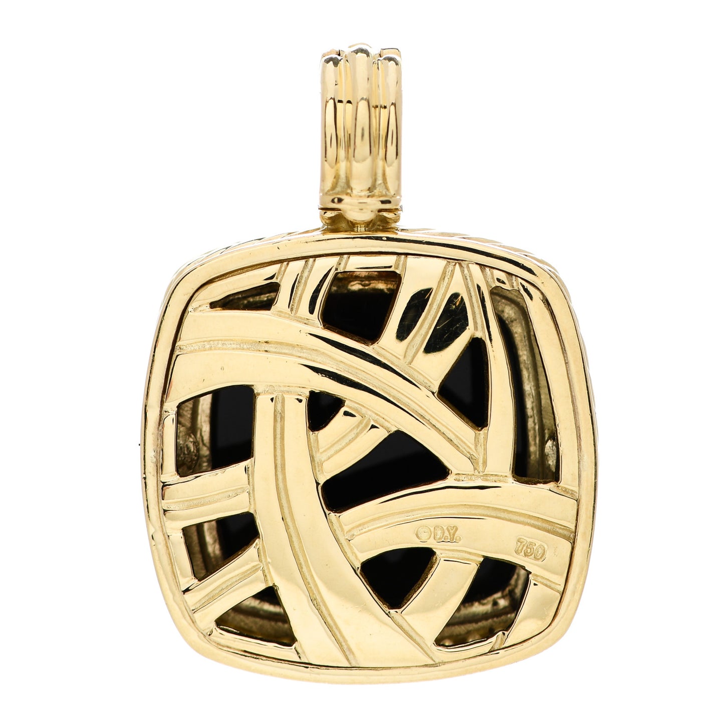 18K Yellow Gold Diamond Black Onyx 20mm Albion Enhancer Pendant