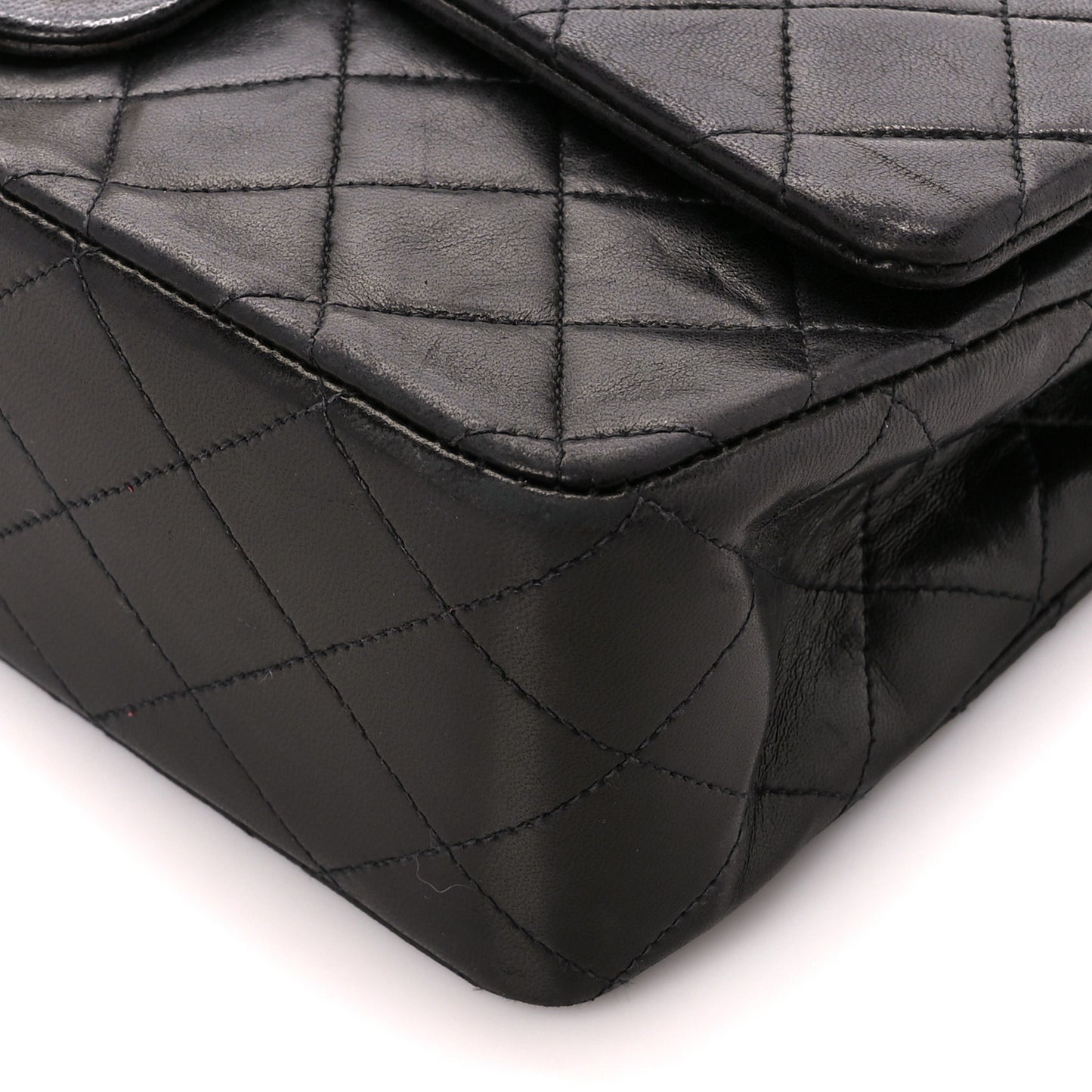 Lambskin Quilted Medium Double Flap Black