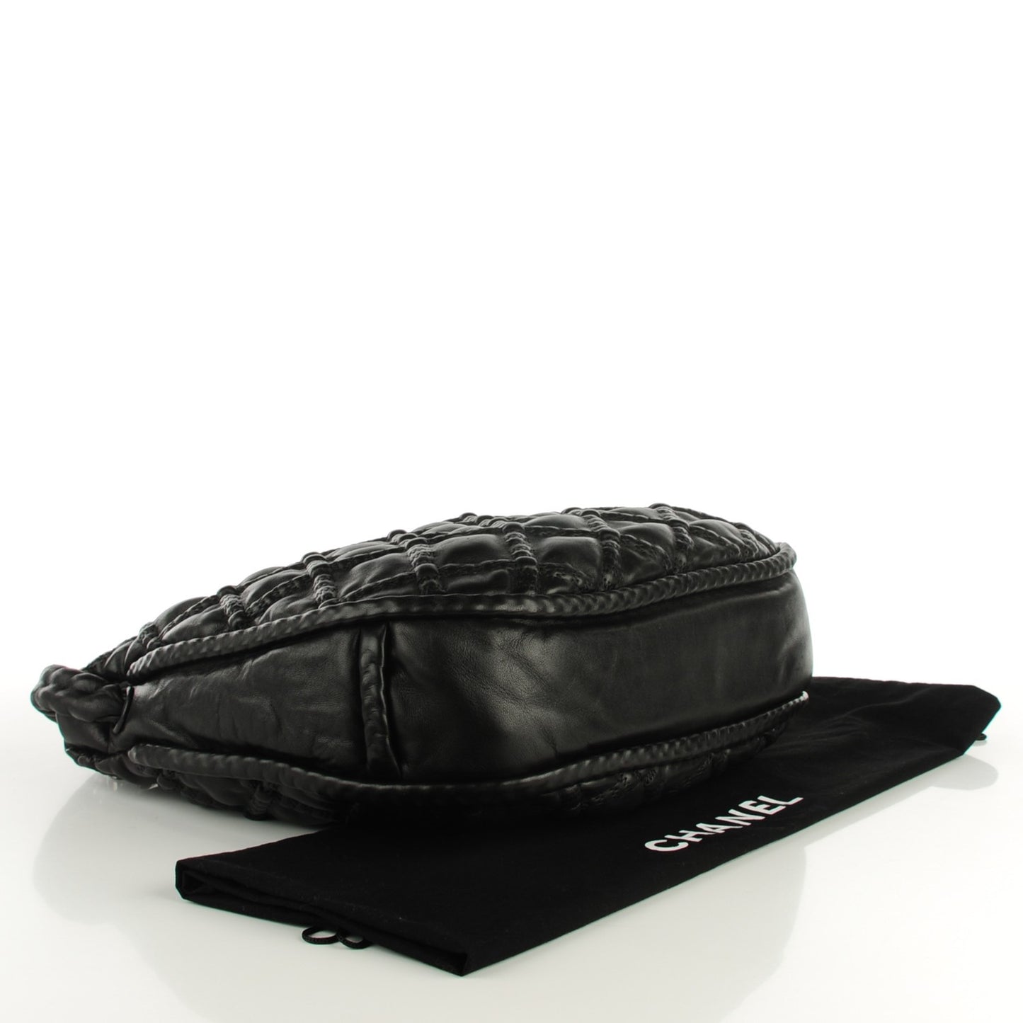 Lambskin Quilted Hidden Chain Hobo Black