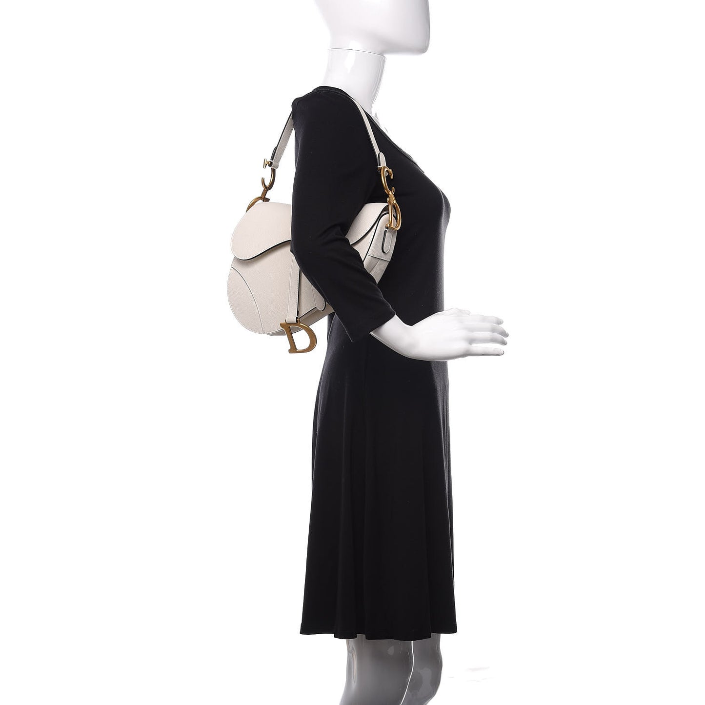 Grained Calfskin Saddle Bag White
