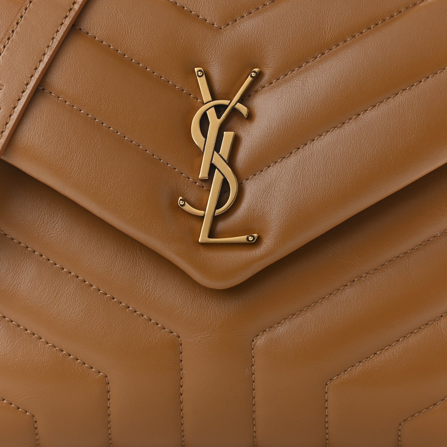Calfskin Y Quilted Monogram Small Loulou Chain Satchel Dark Natural