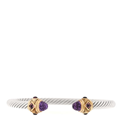 David Yurman Sterling Silver 14K Yellow Gold Amethyst Tourmaline Rhodolite 5mm Cable Renaissance Bracelet 1 of 3