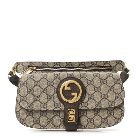 GG Supreme Monogram Textured Dollar Calfskin Blondie Belt Bag Beige Ebony New Acero Beige Ebony New Acero