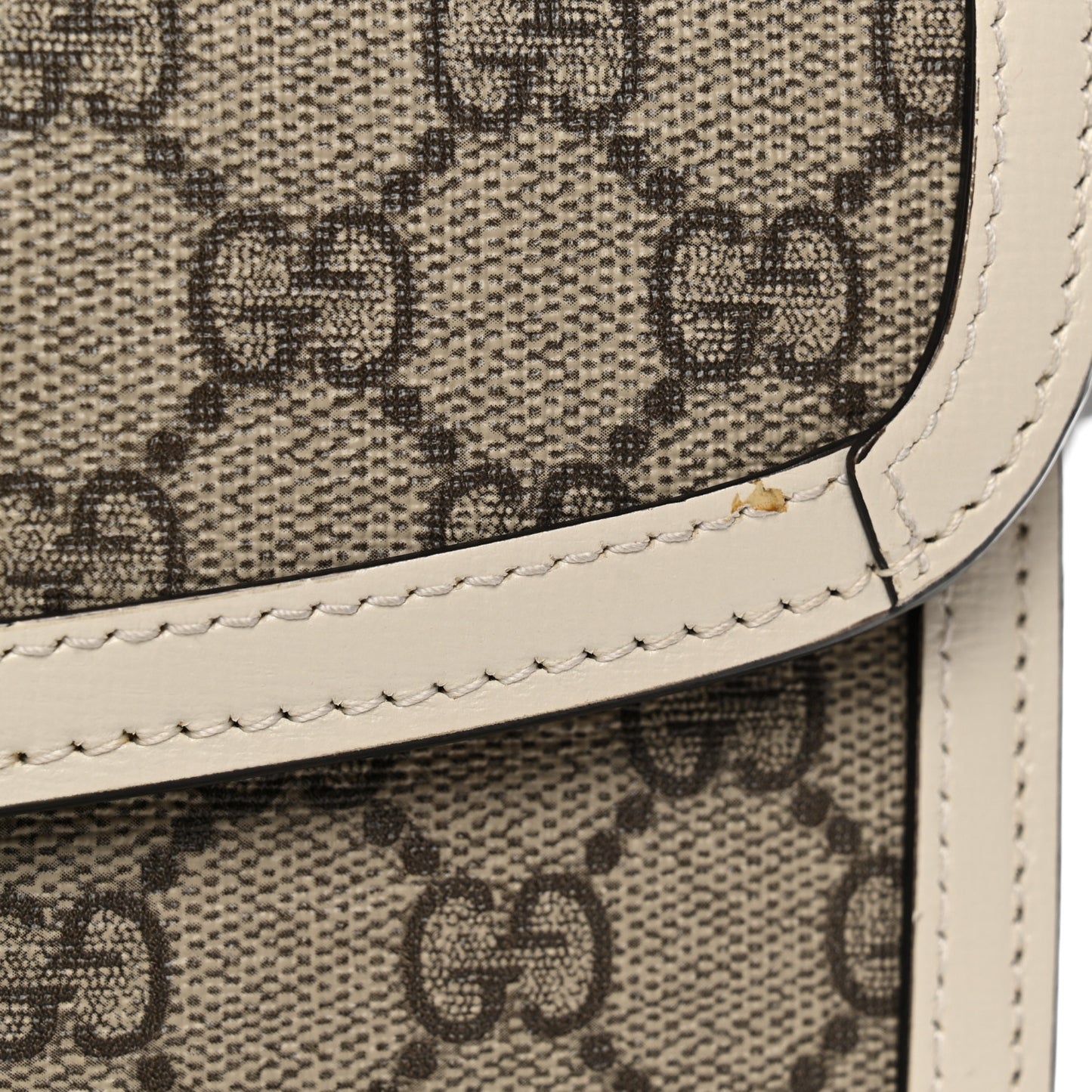 GG Supreme Monogram Horsebit 1955 Shoulder Bag Beige Mystic White