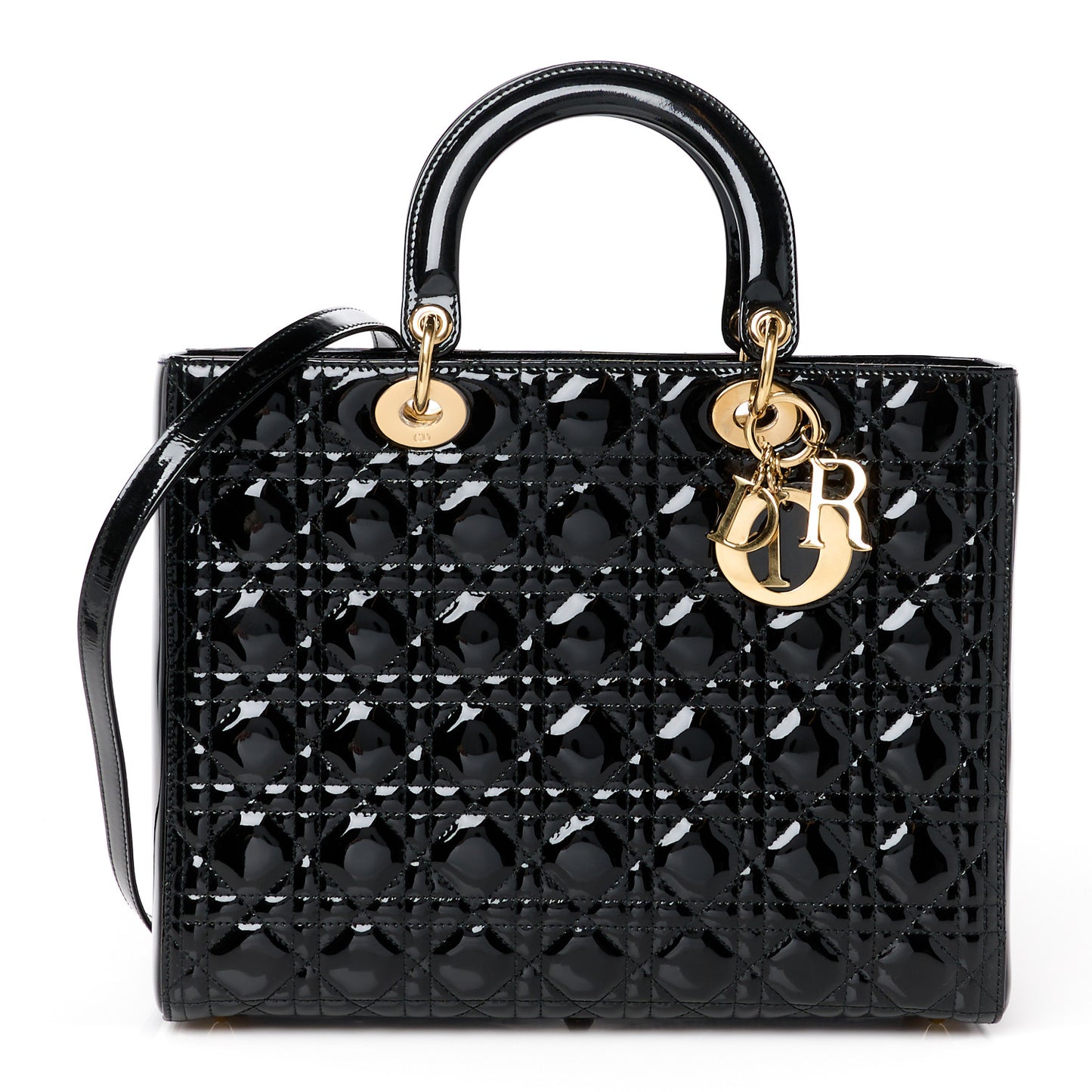 Patent Cannage Large Lady Dior Black
