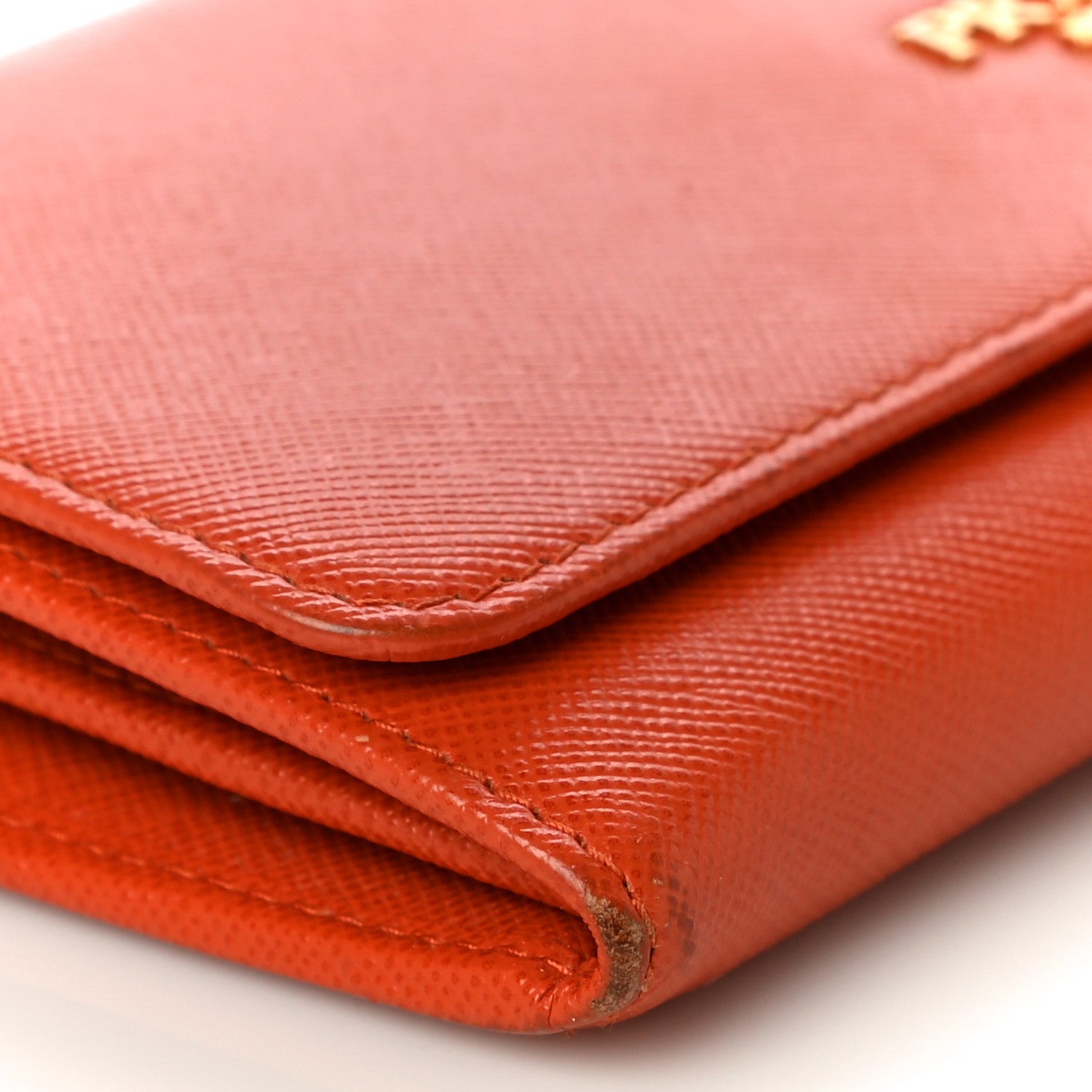 Prada Saffiano Metal Continental Flap Wallet Papaya 9 of 14