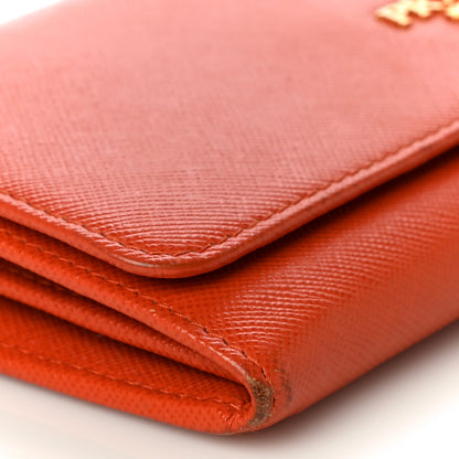 Prada Saffiano Metal Continental Flap Wallet Papaya 9 of 14